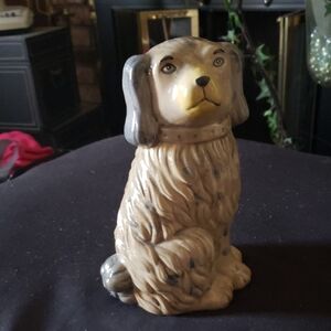 Ceramic Vase Dog Figurine - Tan and Gray